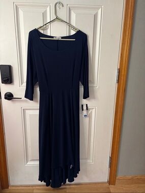 NWT Robbie Bee Navy Scoop Neck High-Low Fit & Flare Dress